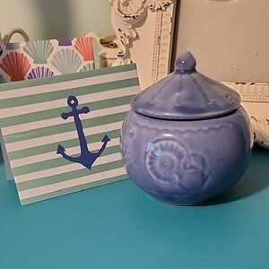 Blue Ceramic Owl Jar